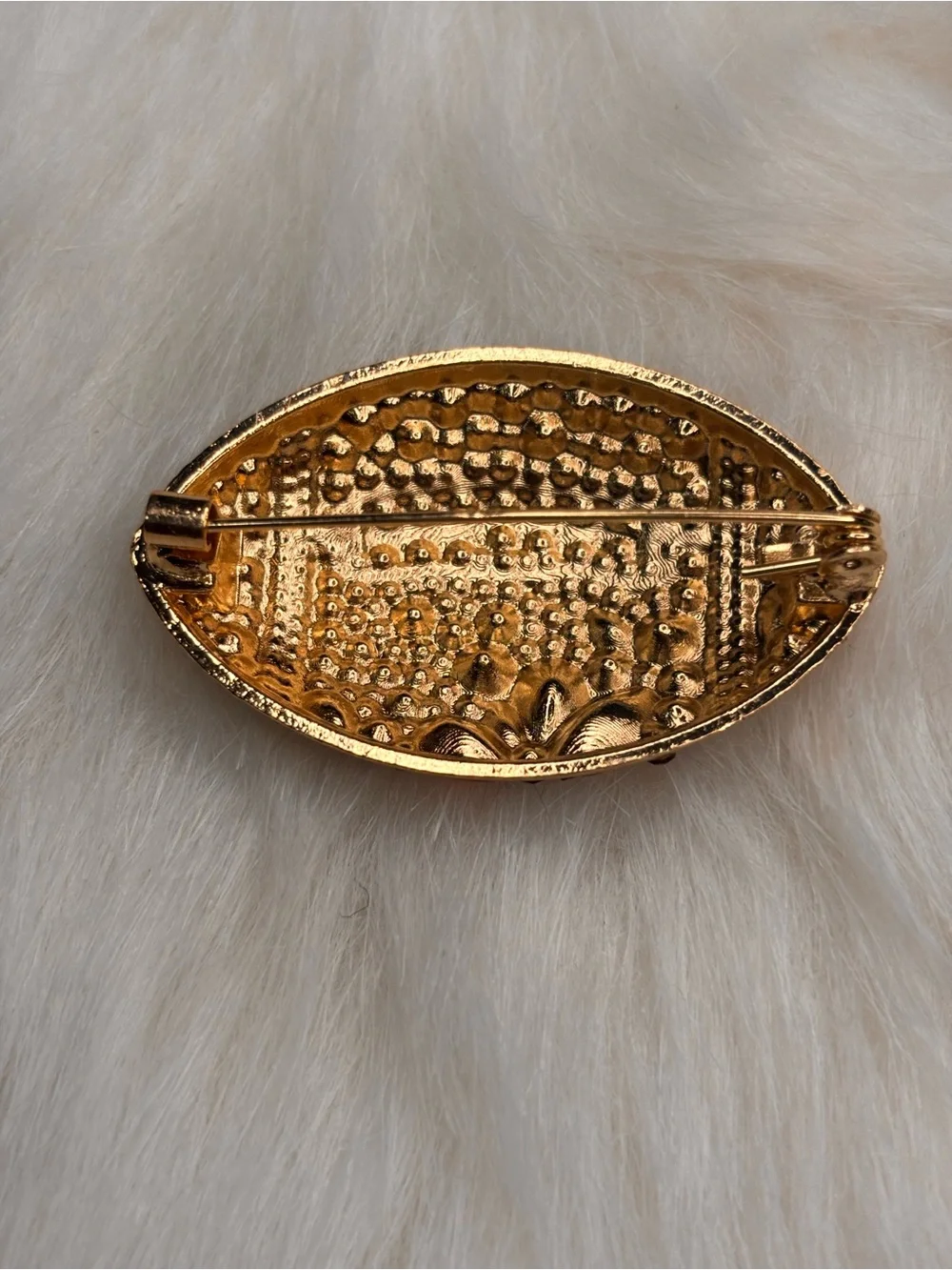 Sparkling Football Brooch – Orange & Amber Rhinestone Sports Statement Pin